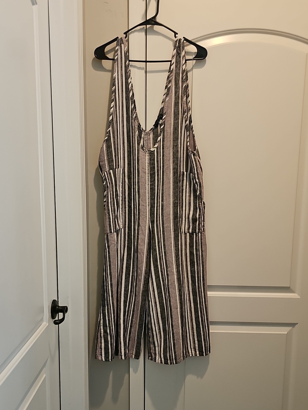 Final Touch Striped Sleeveless Jumpsuit - Black & White